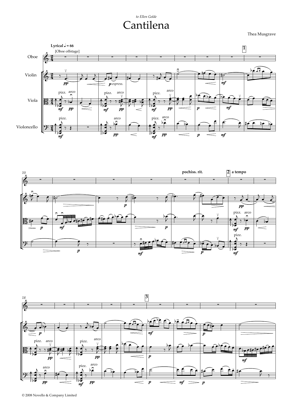 Download Thea Musgrave Cantilena for Oboe Quartet (full score) Sheet Music and learn how to play Piano PDF digital score in minutes