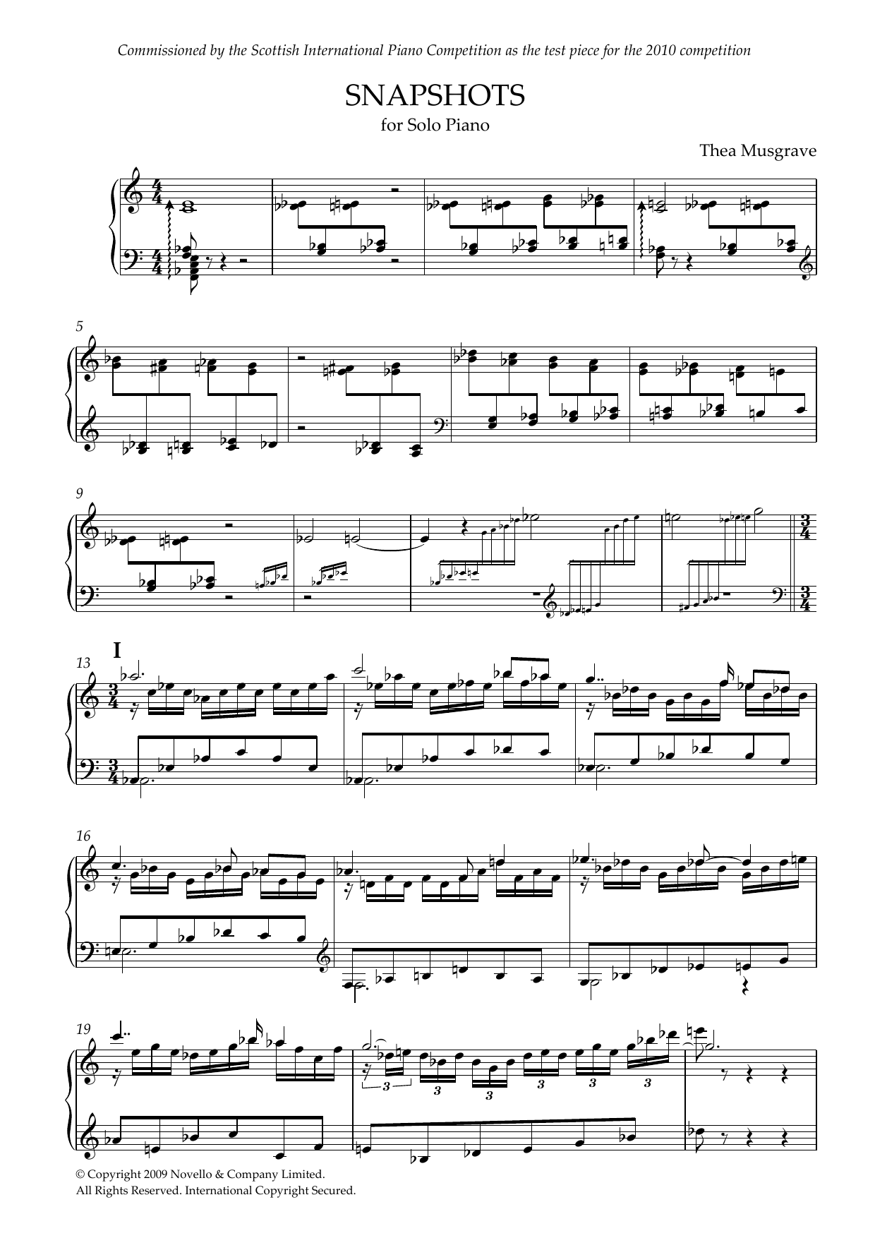 Download Thea Musgrave Snapshots Sheet Music and learn how to play Piano PDF digital score in minutes