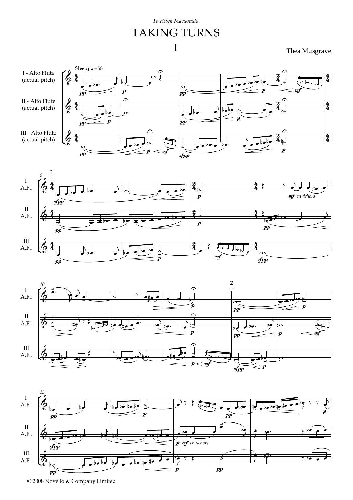 Download Thea Musgrave Taking Turns for Flute Trio (full score) Sheet Music and learn how to play Piano PDF digital score in minutes
