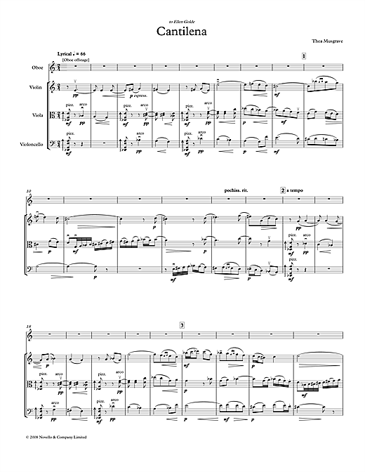 Download Thea Musgrave Cantilena for Oboe Quartet (full score) Sheet Music and learn how to play Piano PDF digital score in minutes