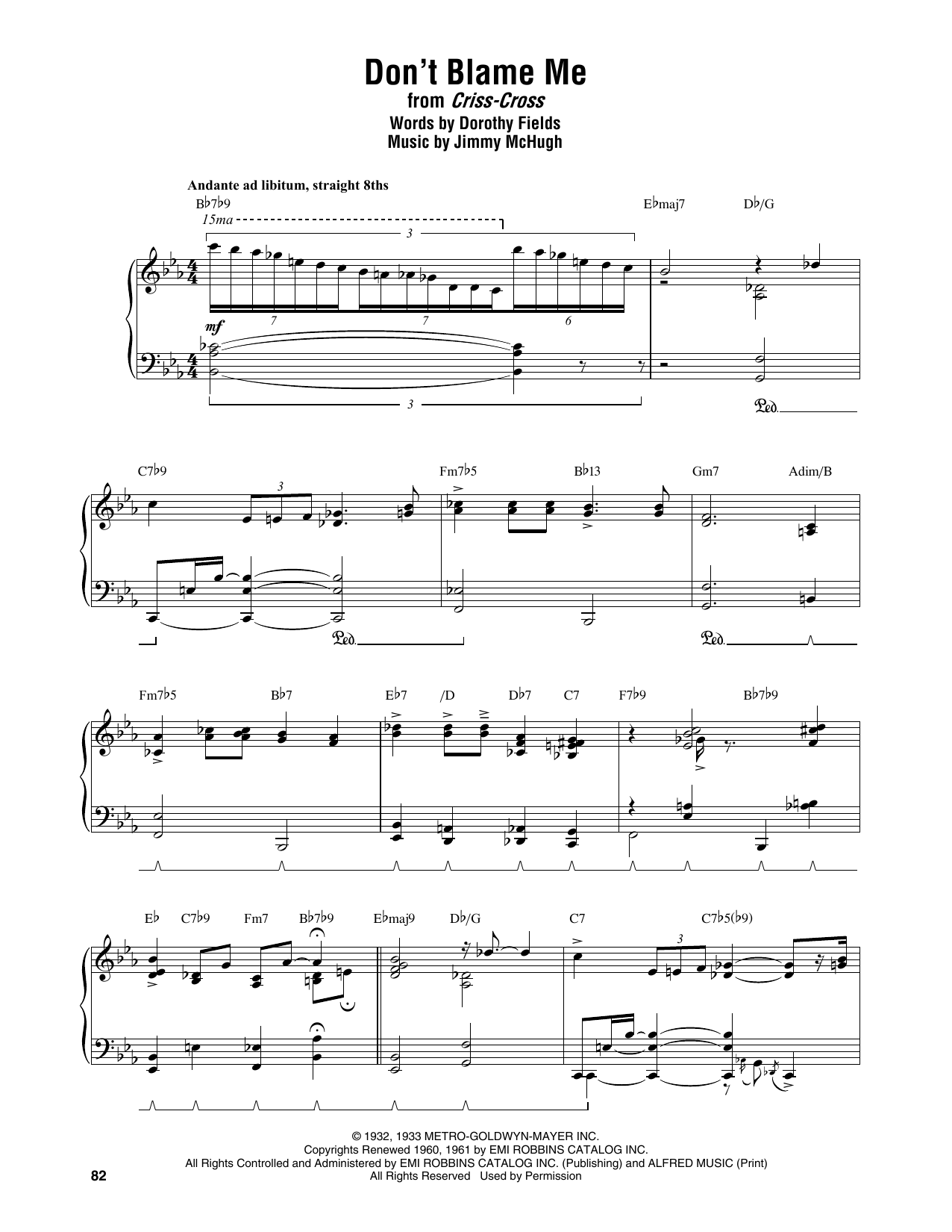 Download Thelonious Monk Don't Blame Me Sheet Music and learn how to play Piano Transcription PDF digital score in minutes