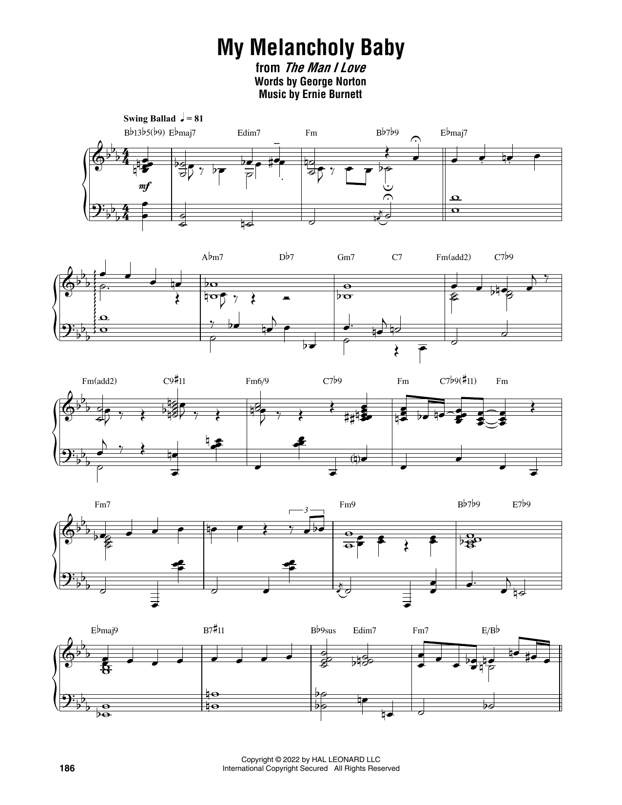 Download Thelonious Monk My Melancholy Baby Sheet Music and learn how to play Piano Transcription PDF digital score in minutes