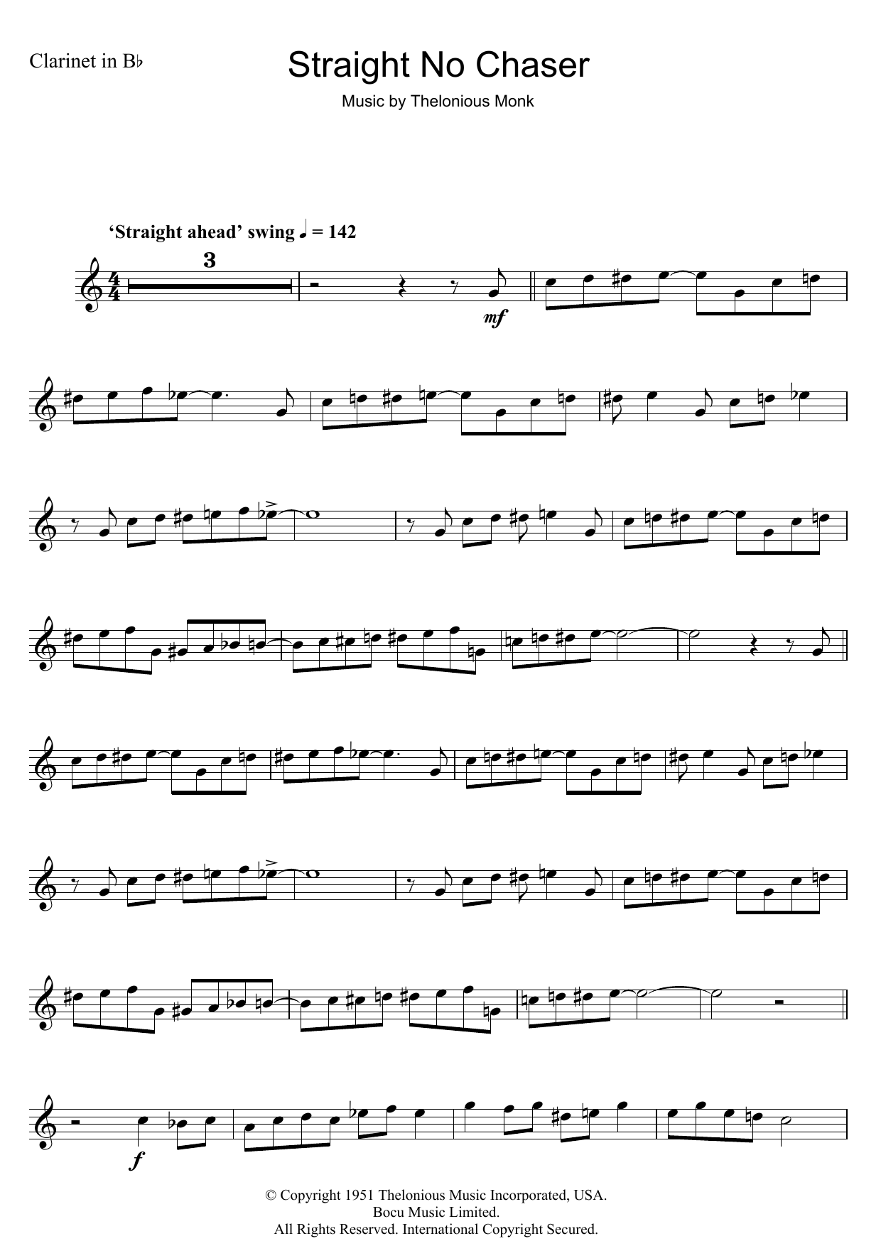 Download Thelonious Monk Straight No Chaser Sheet Music and learn how to play Trumpet PDF digital score in minutes
