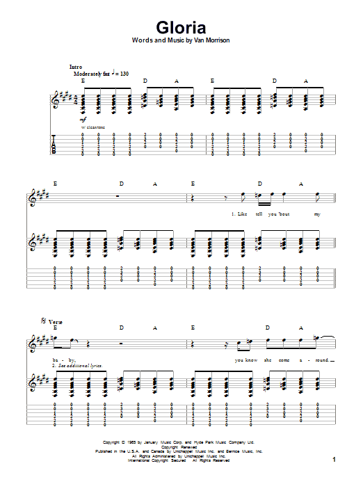 Download Them Gloria Sheet Music and learn how to play Guitar Tab PDF digital score in minutes