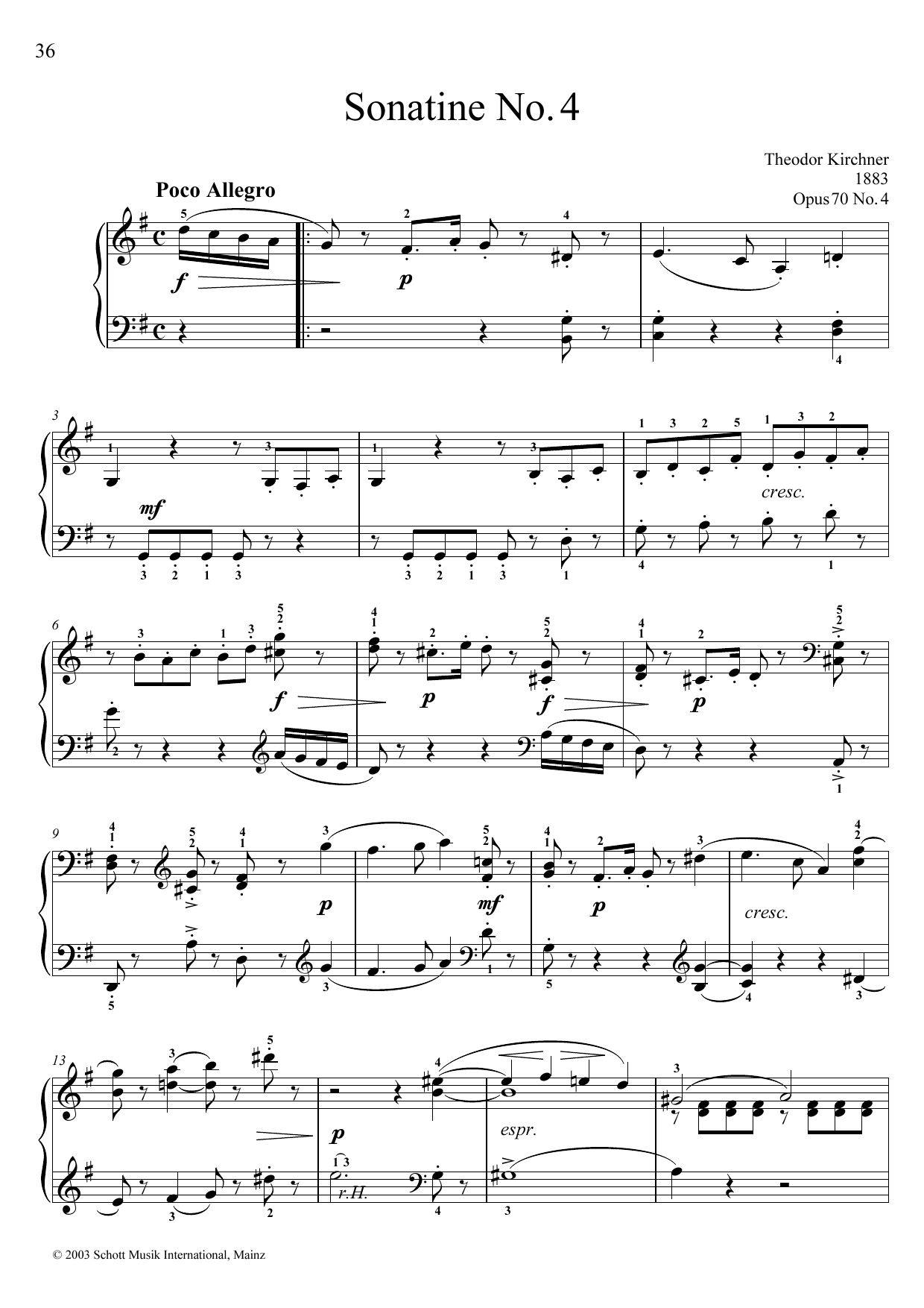 Download Theodor Kirchner Sonatina No. 4 Sheet Music and learn how to play Piano Solo PDF digital score in minutes