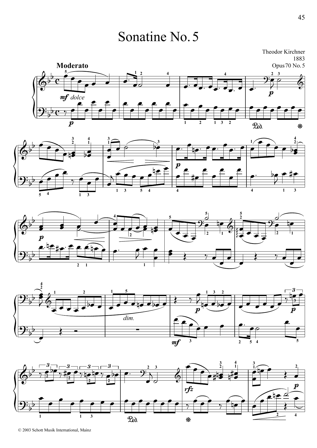 Download Theodor Kirchner Sonatina No. 5 Sheet Music and learn how to play Piano Solo PDF digital score in minutes