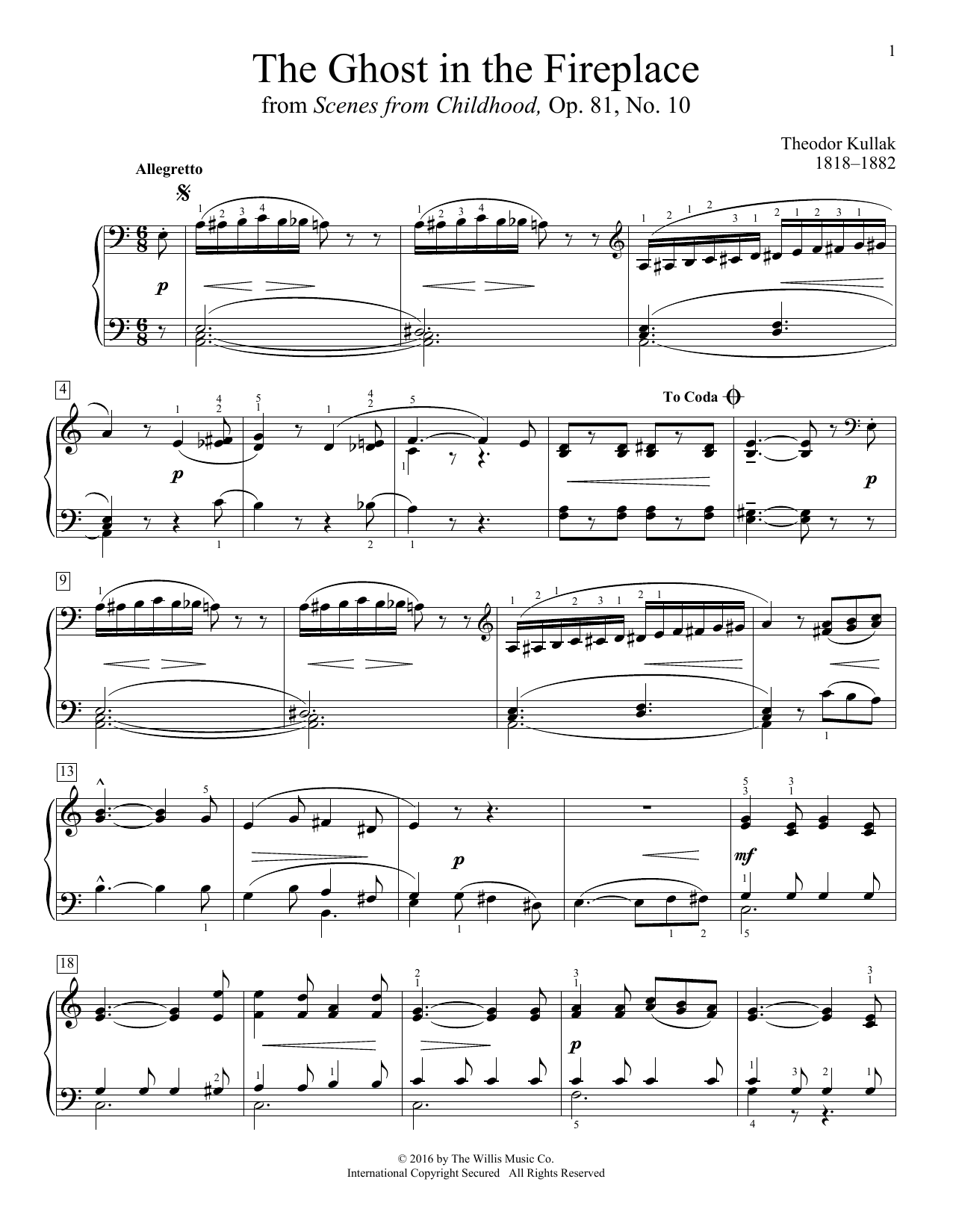 Download Theodor Kullak The Ghost In The Fireplace Sheet Music and learn how to play Educational Piano PDF digital score in minutes
