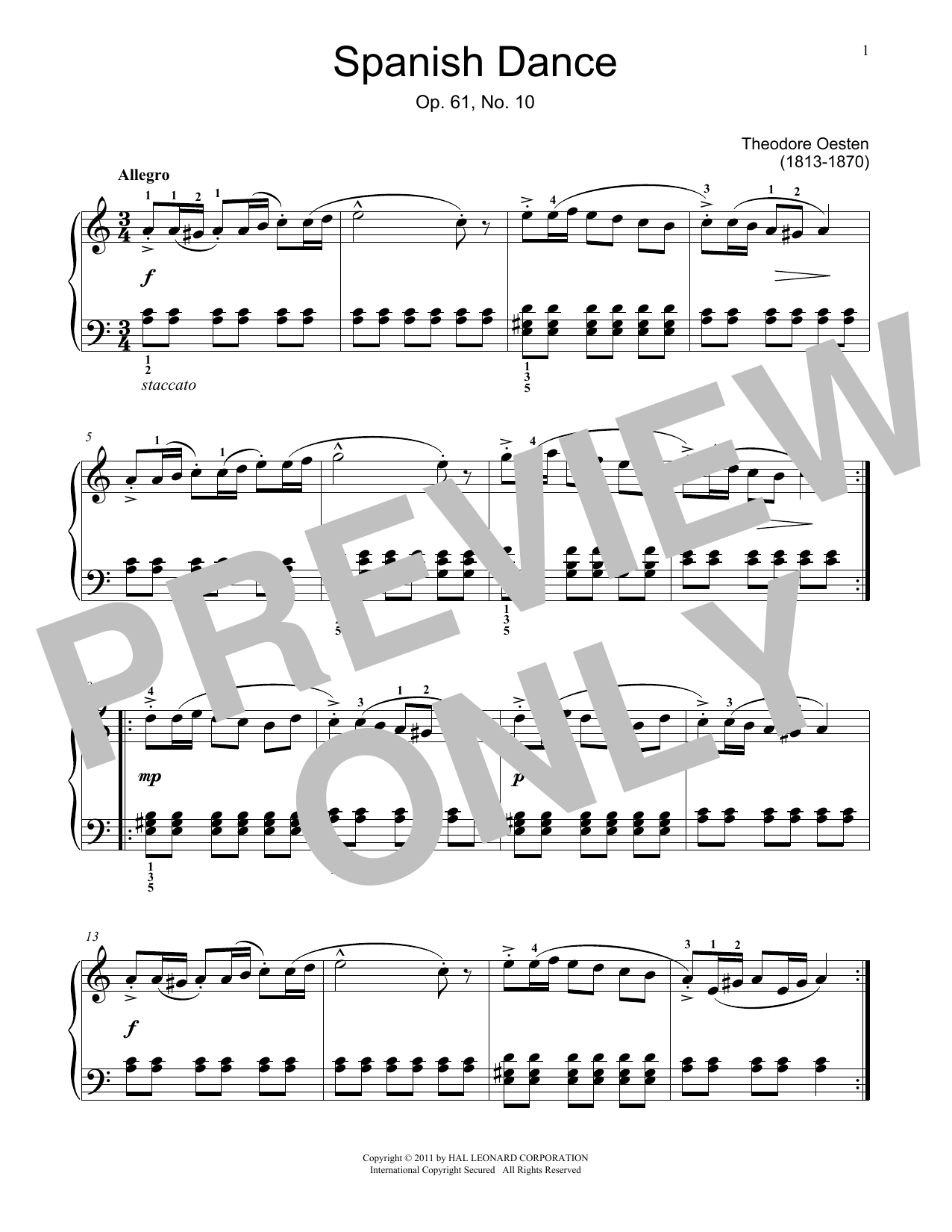 Download Theodor Oesten Spanish Dance Sheet Music and learn how to play Educational Piano PDF digital score in minutes