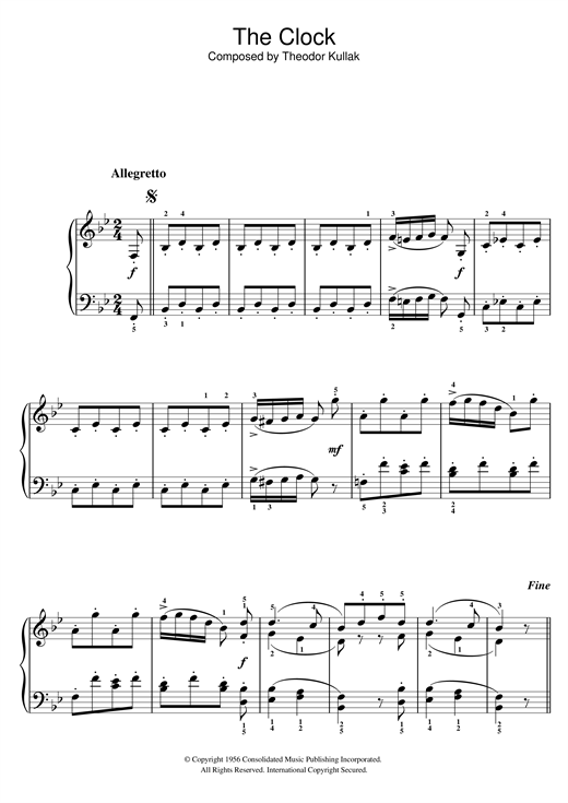 Download Theodor Kullak The Clock Sheet Music and learn how to play Beginner Piano PDF digital score in minutes