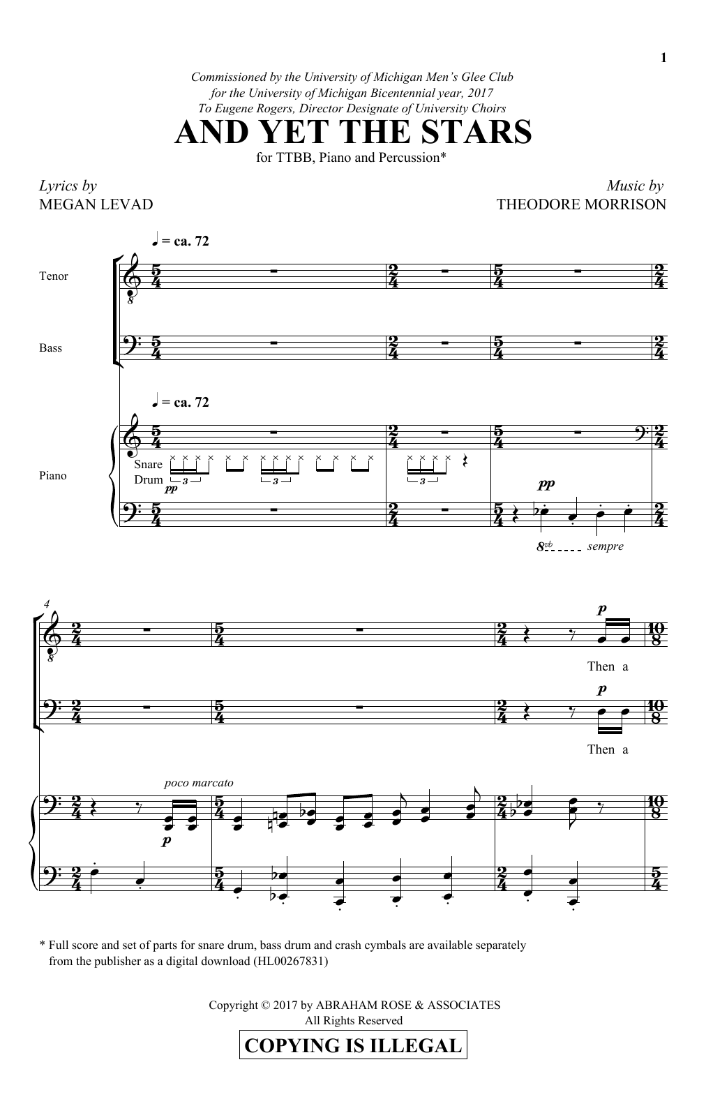 Download Theodore Morrison And Yet The Stars Sheet Music and learn how to play TTBB PDF digital score in minutes