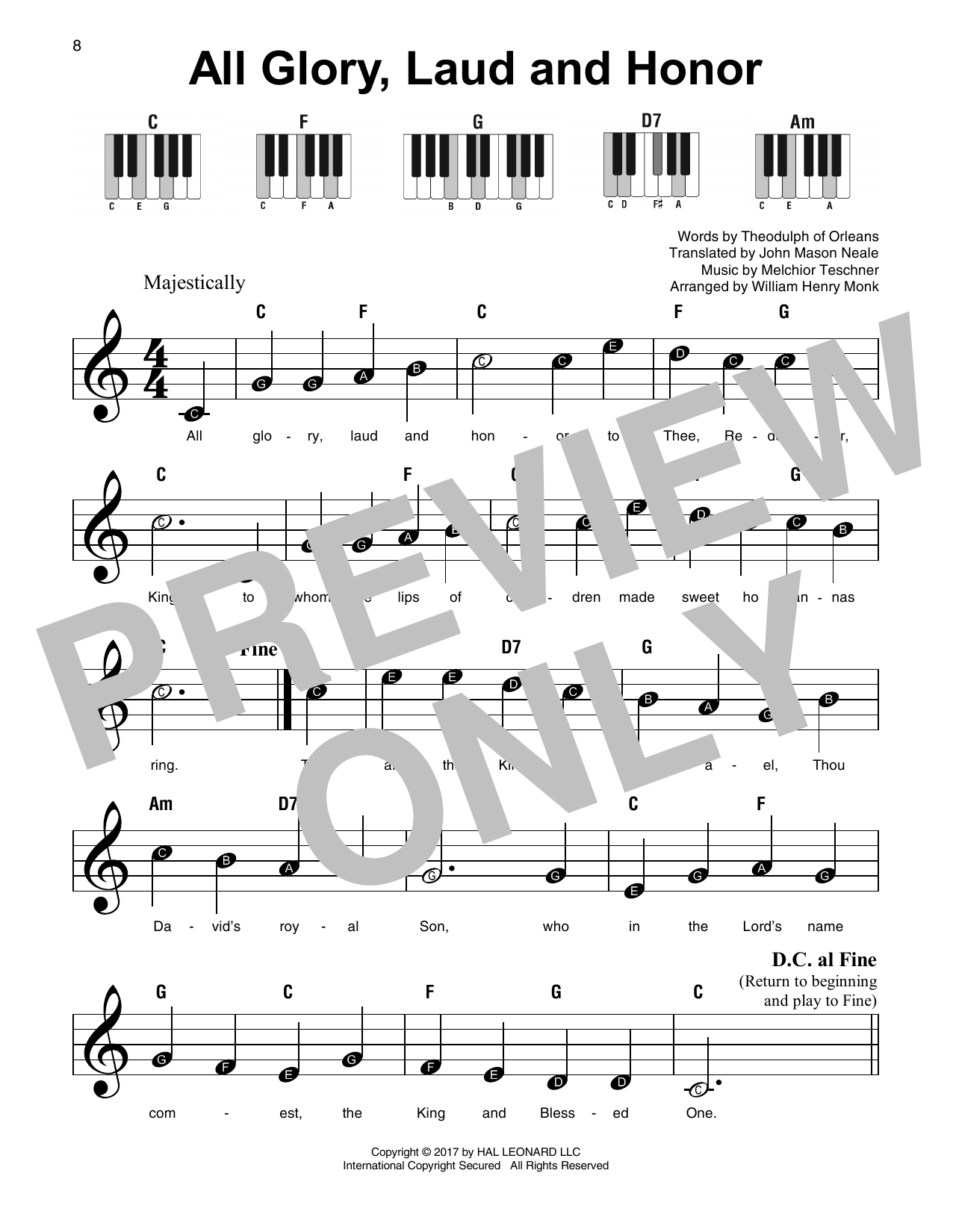 Download John Mason Neale All Glory, Laud And Honor Sheet Music and learn how to play SPREP PDF digital score in minutes