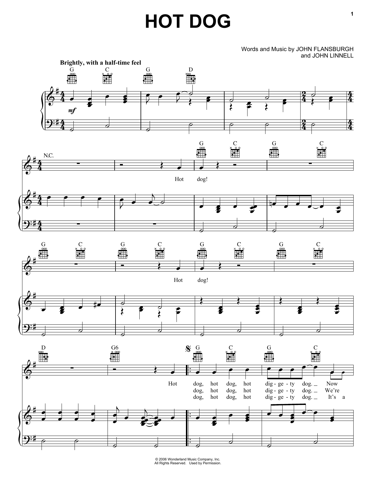 Download They Might Be Giants Hot Dog! (from Mickey Mouse Clubhouse) Sheet Music and learn how to play Super Easy Piano PDF digital score in minutes