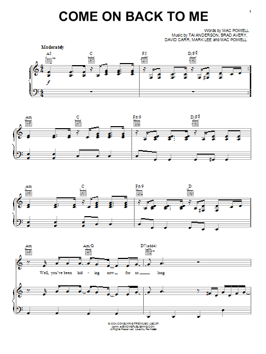 Download Third Day Come On Back To Me Sheet Music and learn how to play Guitar Tab Play-Along PDF digital score in minutes