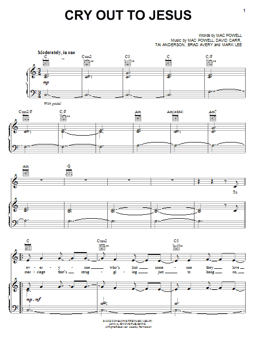 Download Third Day Cry Out To Jesus Sheet Music and learn how to play Voice PDF digital score in minutes