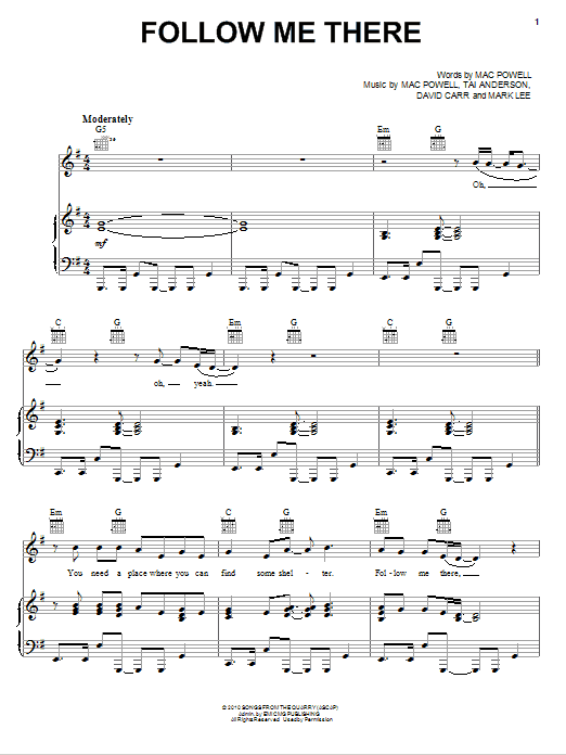 Download Third Day Follow Me There Sheet Music and learn how to play Piano, Vocal & Guitar (Right-Hand Melody) PDF digital score in minutes