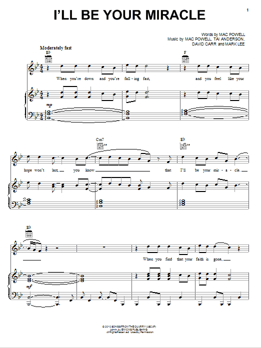 Download Third Day I'll Be Your Miracle Sheet Music and learn how to play Piano, Vocal & Guitar (Right-Hand Melody) PDF digital score in minutes