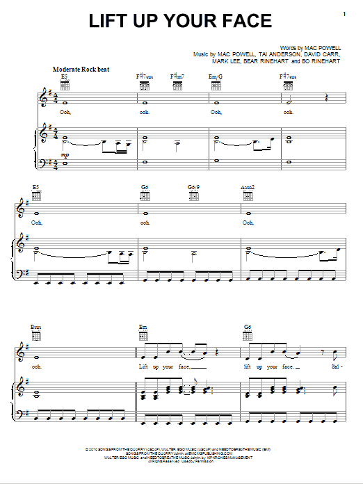 Download Third Day Lift Up Your Face Sheet Music and learn how to play Piano, Vocal & Guitar (Right-Hand Melody) PDF digital score in minutes