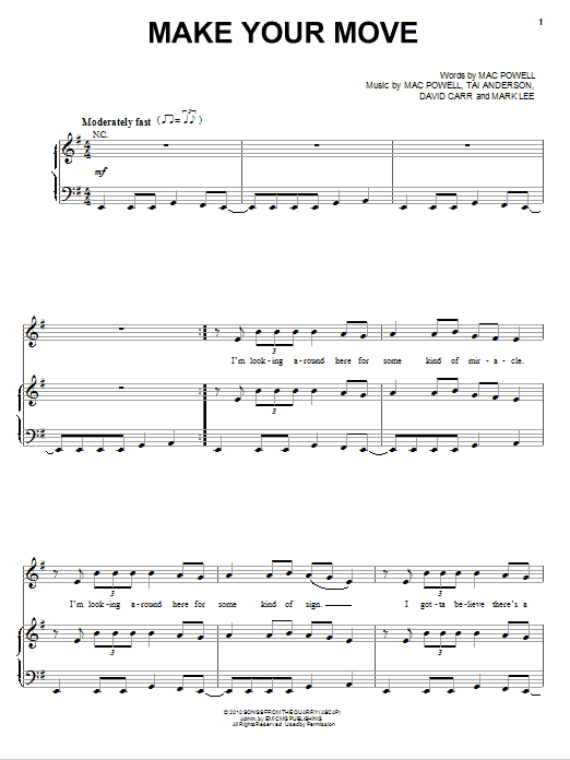 Download Third Day Make Your Move Sheet Music and learn how to play Piano, Vocal & Guitar (Right-Hand Melody) PDF digital score in minutes