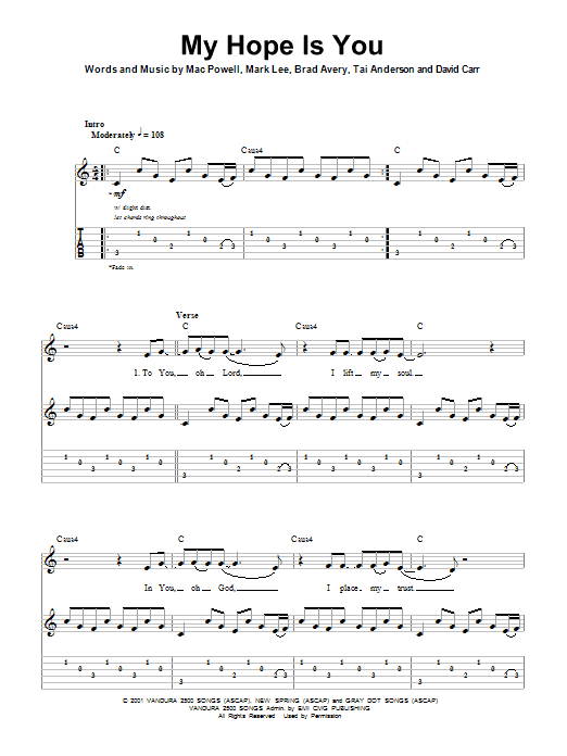 Download Third Day My Hope Is You Sheet Music and learn how to play Guitar Tab Play-Along PDF digital score in minutes