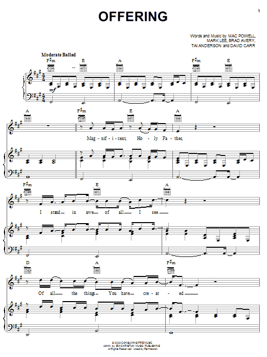 Download Third Day Offering Sheet Music and learn how to play Piano, Vocal & Guitar (Right-Hand Melody) PDF digital score in minutes