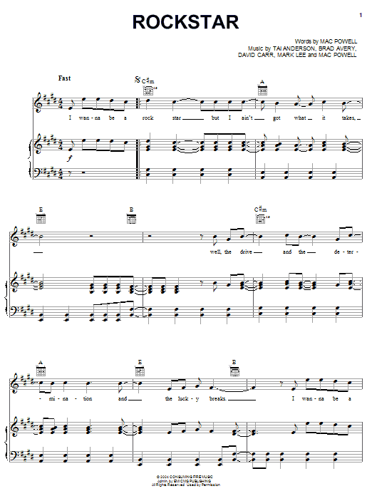 Download Third Day RockStar Sheet Music and learn how to play Piano, Vocal & Guitar (Right-Hand Melody) PDF digital score in minutes