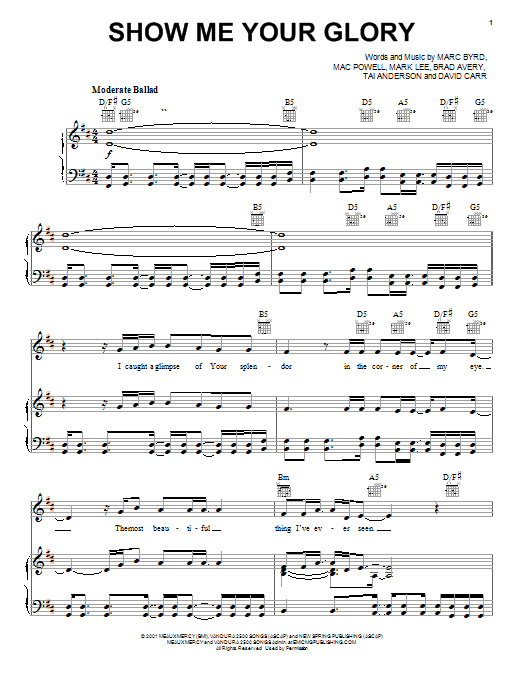 Download Third Day Show Me Your Glory Sheet Music and learn how to play Piano, Vocal & Guitar (Right-Hand Melody) PDF digital score in minutes