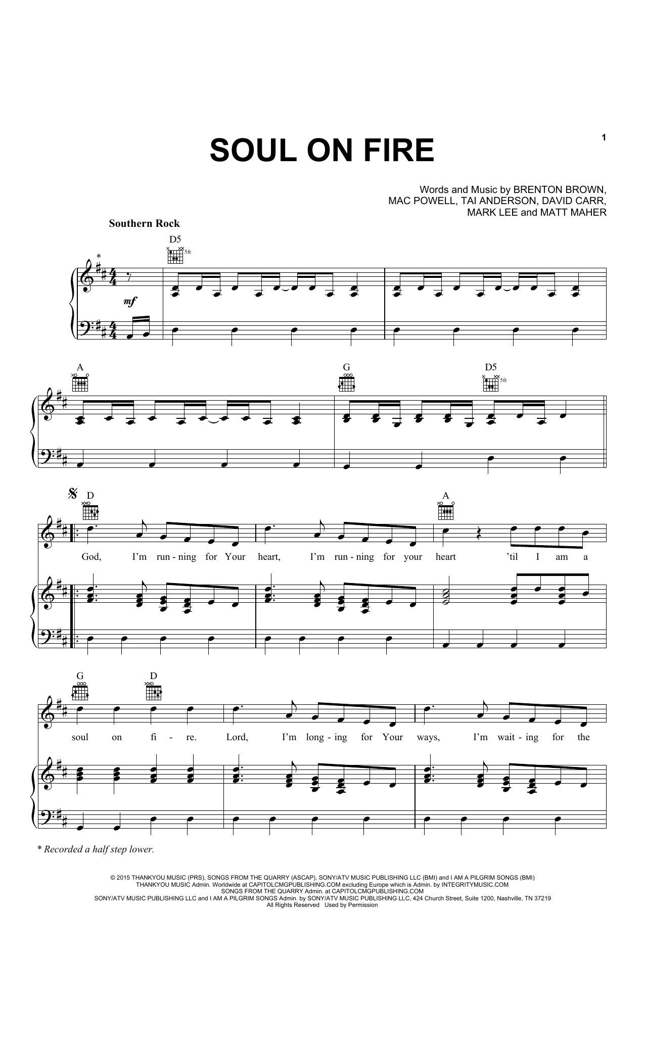 Download Third Day Soul On Fire Sheet Music and learn how to play Lead Sheet / Fake Book PDF digital score in minutes