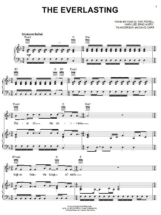 Download Third Day The Everlasting Sheet Music and learn how to play Piano, Vocal & Guitar (Right-Hand Melody) PDF digital score in minutes