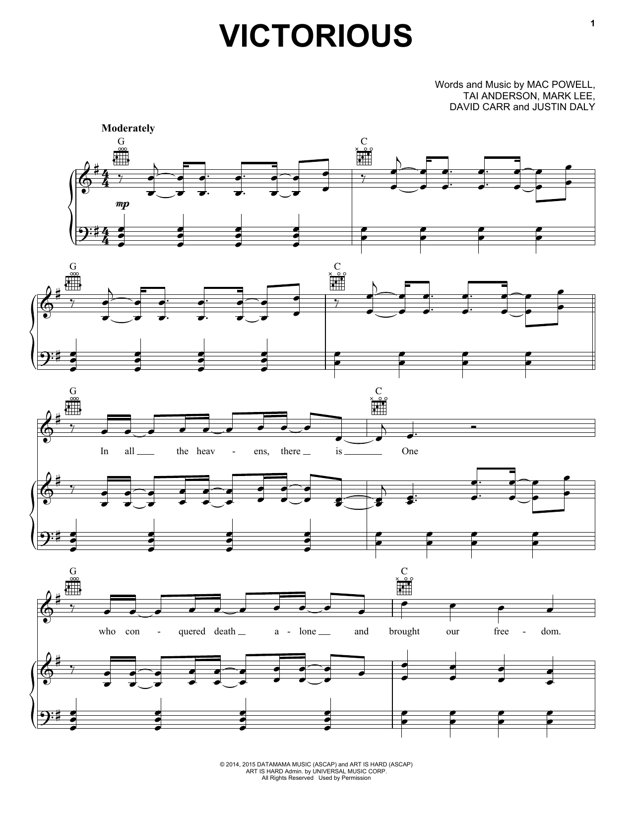 Download Third Day Victorious Sheet Music and learn how to play Piano, Vocal & Guitar (Right-Hand Melody) PDF digital score in minutes