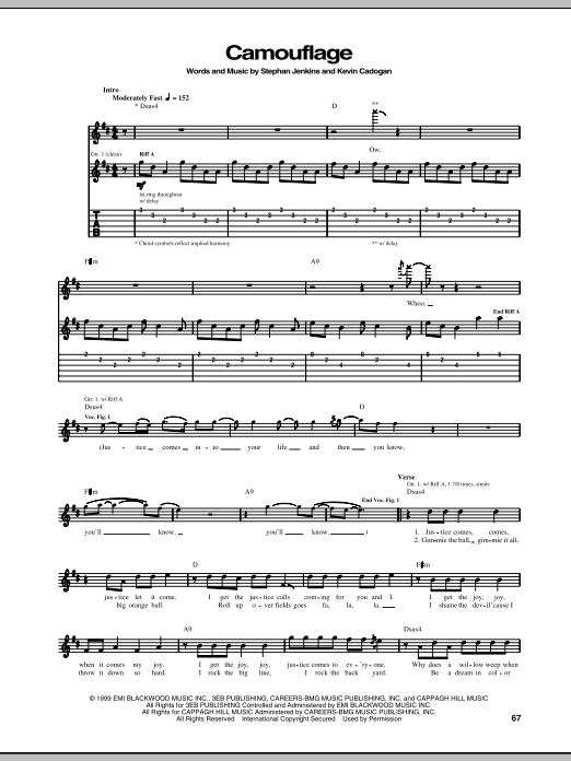 Download Third Eye Blind Camouflage Sheet Music and learn how to play Guitar Tab PDF digital score in minutes