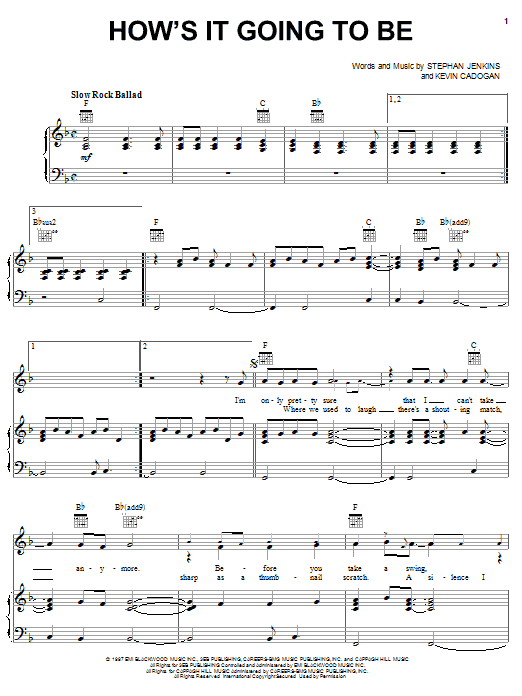 Download Third Eye Blind How's It Going To Be Sheet Music and learn how to play Piano, Vocal & Guitar (Right-Hand Melody) PDF digital score in minutes