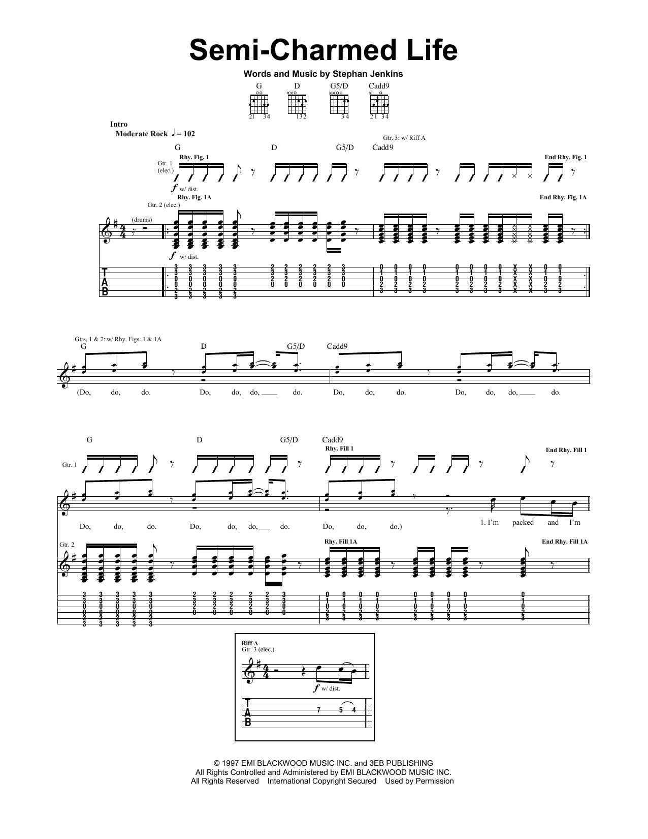 Download Third Eye Blind Semi-Charmed Life Sheet Music and learn how to play Guitar Lead Sheet PDF digital score in minutes