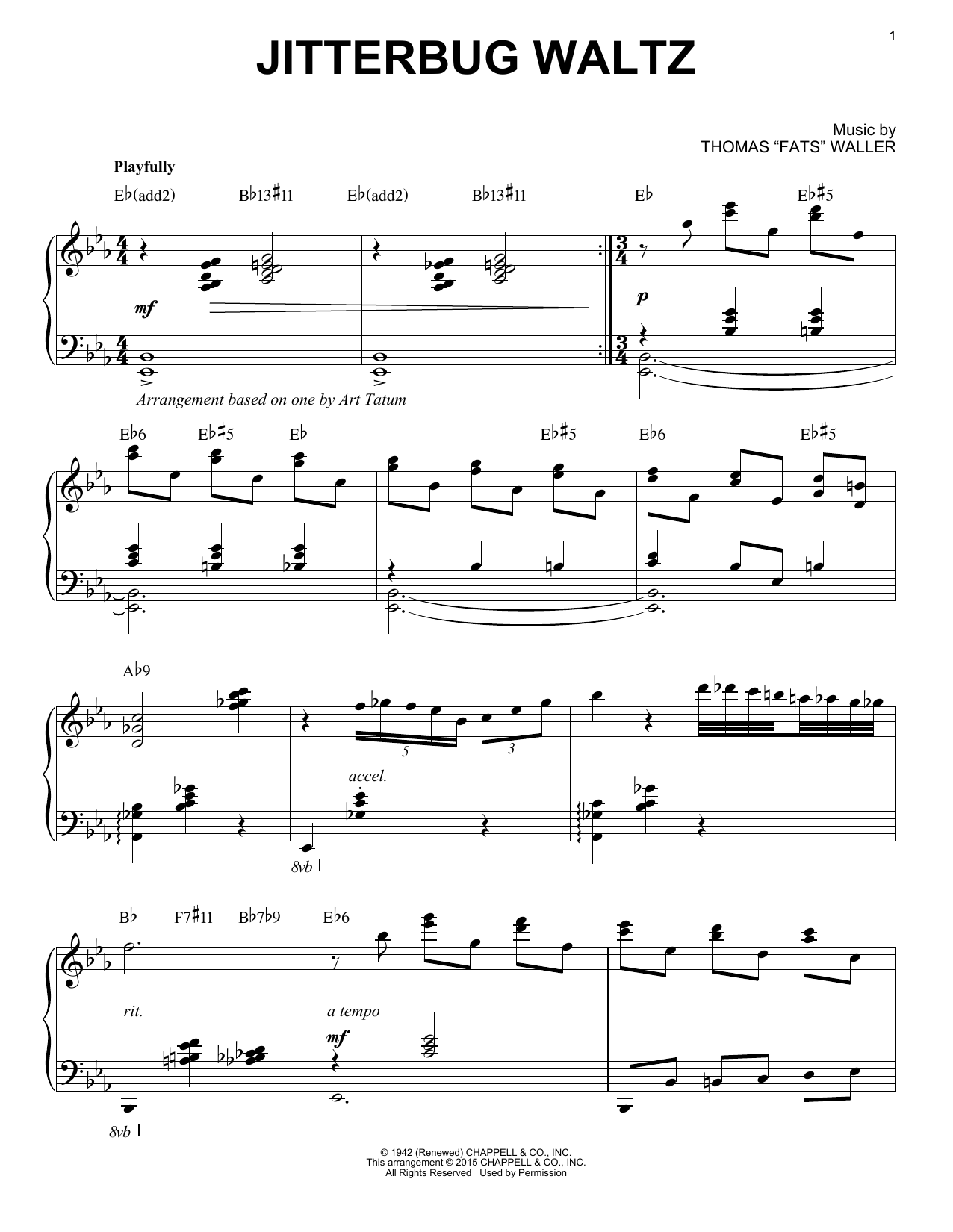 Download Fats Waller Jitterbug Waltz Sheet Music and learn how to play Piano PDF digital score in minutes