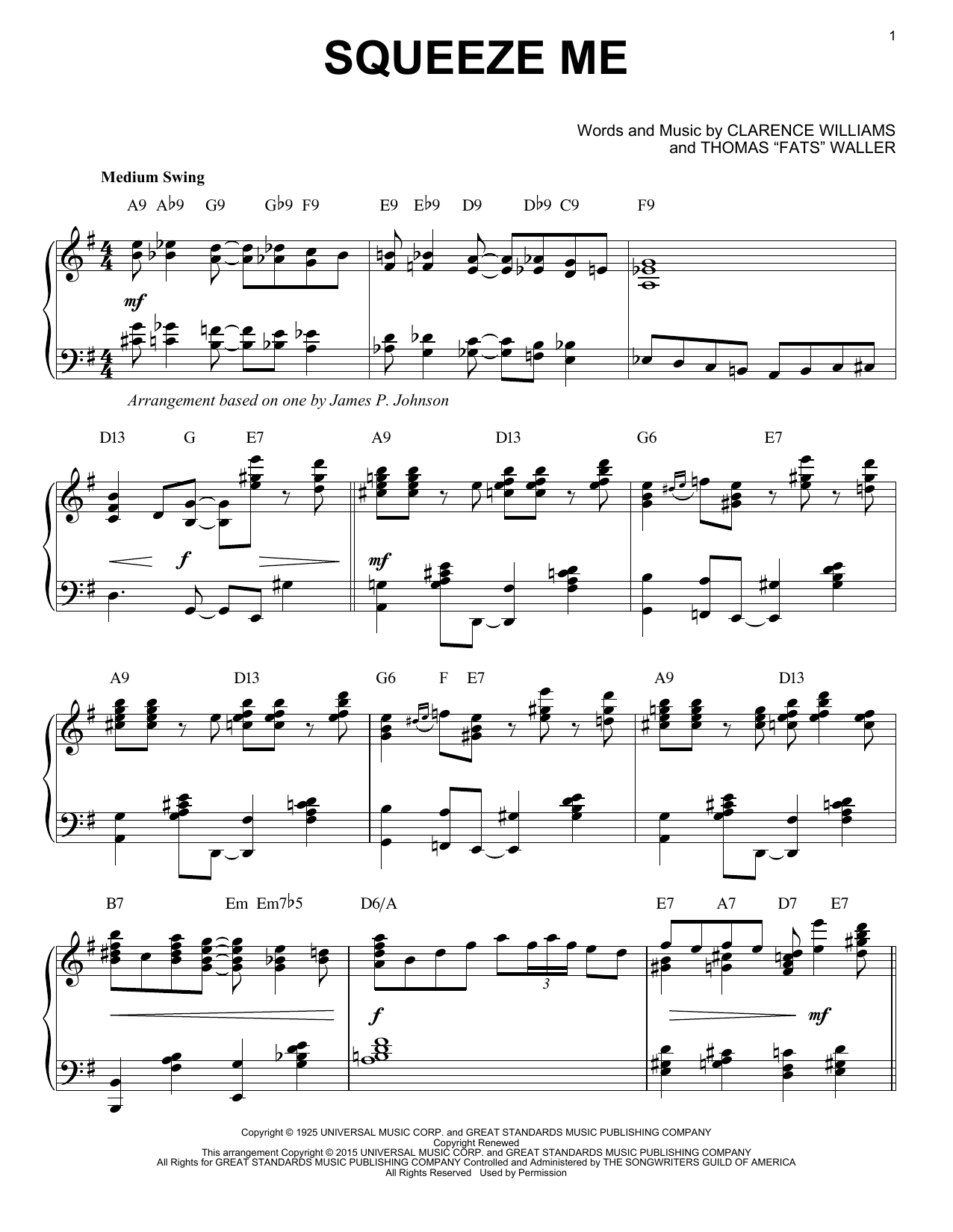 Download Fats Waller Squeeze Me Sheet Music and learn how to play Piano PDF digital score in minutes