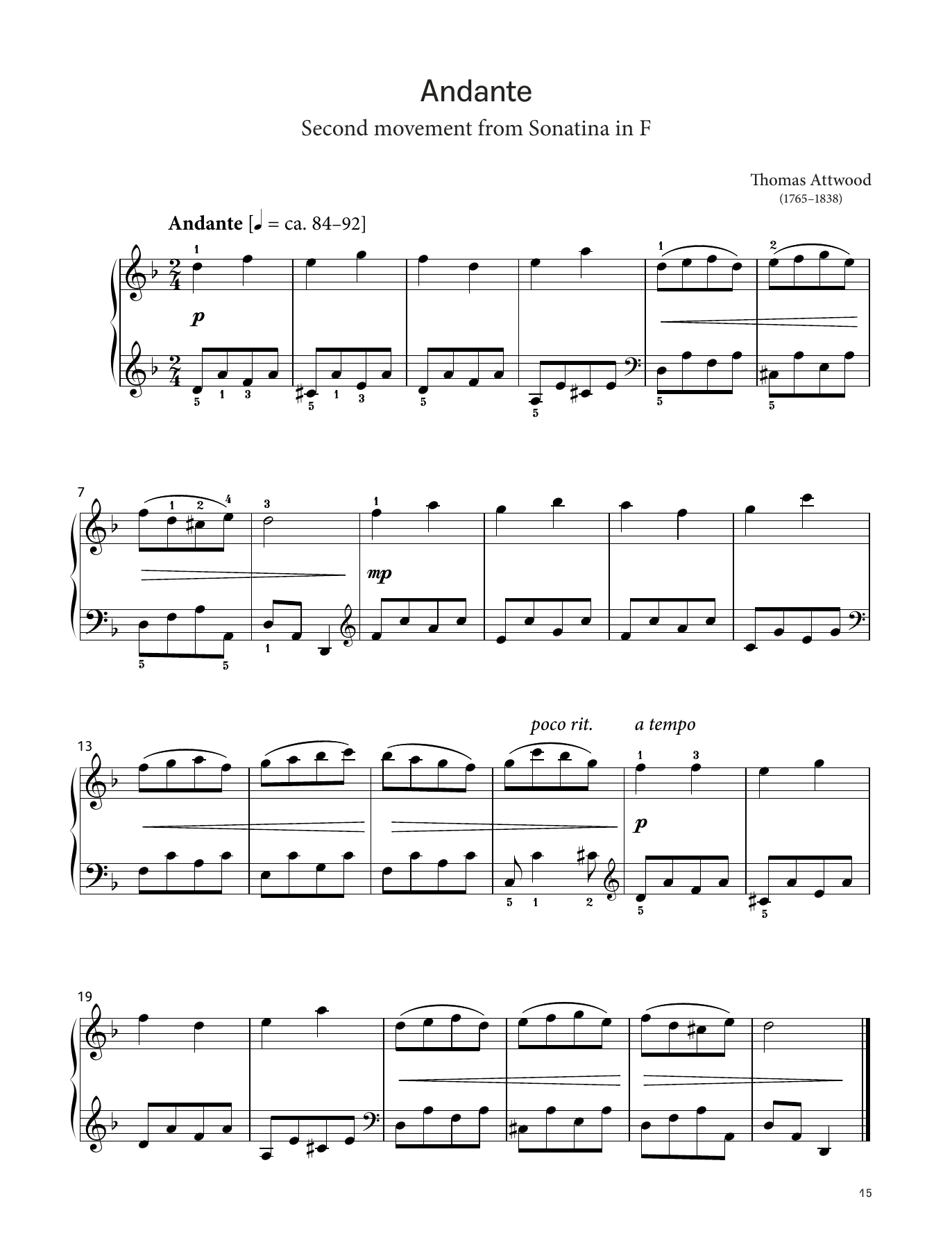 Download Thomas Attwood Andante (LCME Piano 2018 Grade 1 List A) Sheet Music and learn how to play Piano Solo PDF digital score in minutes