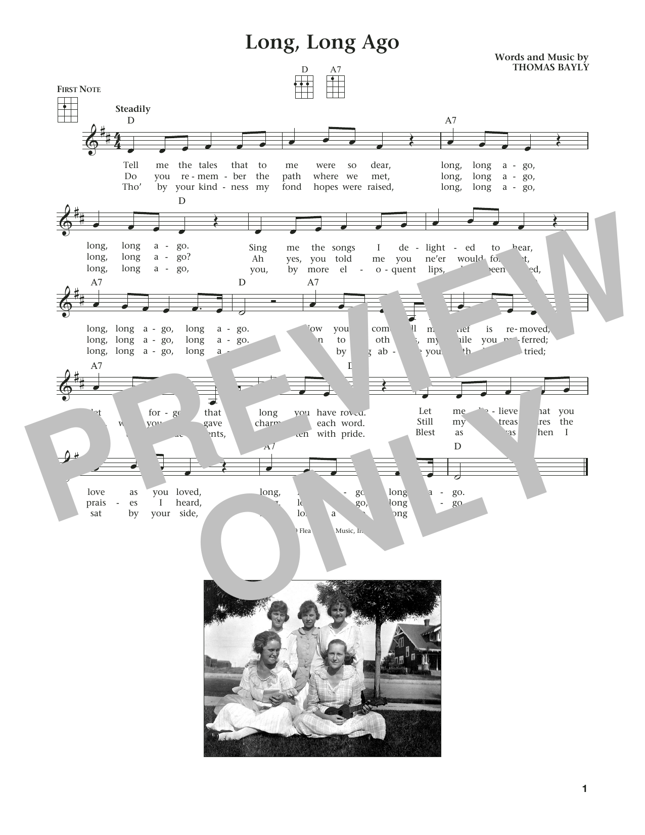 Download Thomas Bayly Long, Long Ago Sheet Music and learn how to play Ukulele PDF digital score in minutes