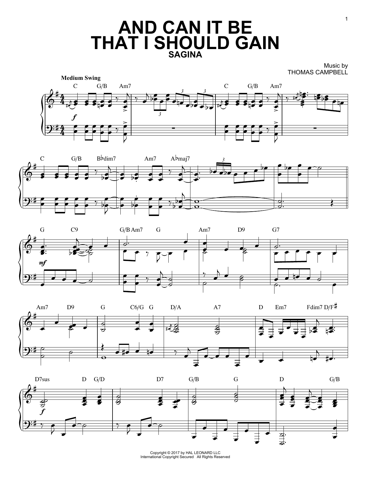 Download Thomas Campbell And Can It Be That I Should Gain Sheet Music and learn how to play Piano PDF digital score in minutes