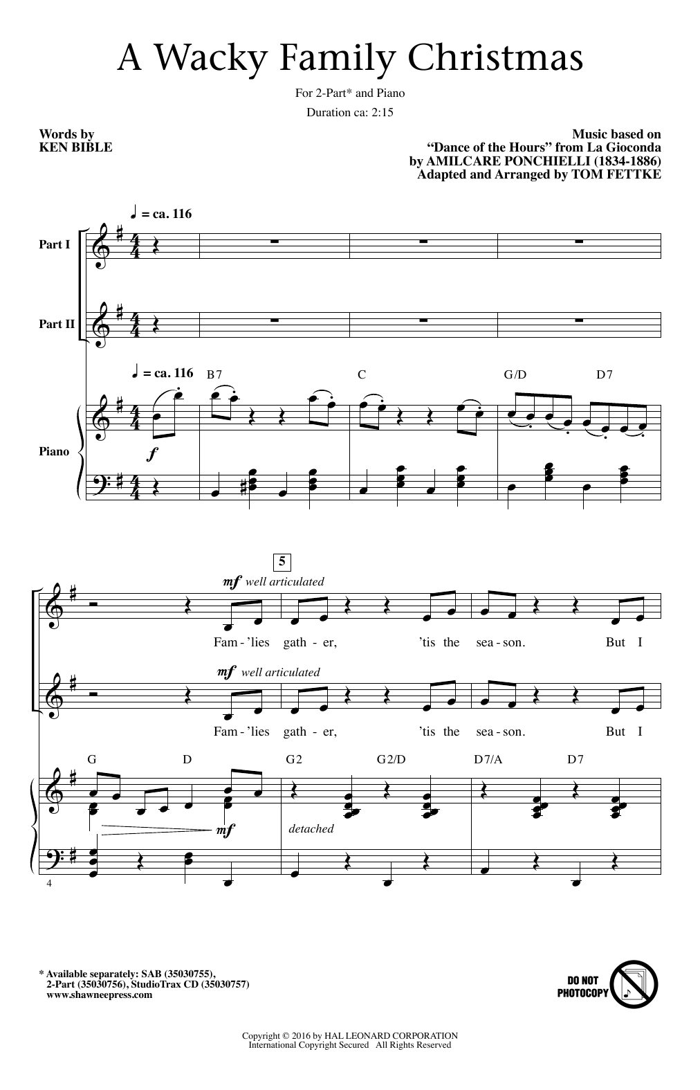 Download Tom Fettke A Wacky Family Christmas Sheet Music and learn how to play SAB PDF digital score in minutes