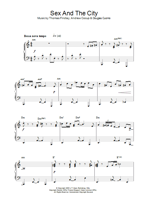 Download Thomas Findlay Theme from Sex And The City Sheet Music and learn how to play Beginner Piano PDF digital score in minutes