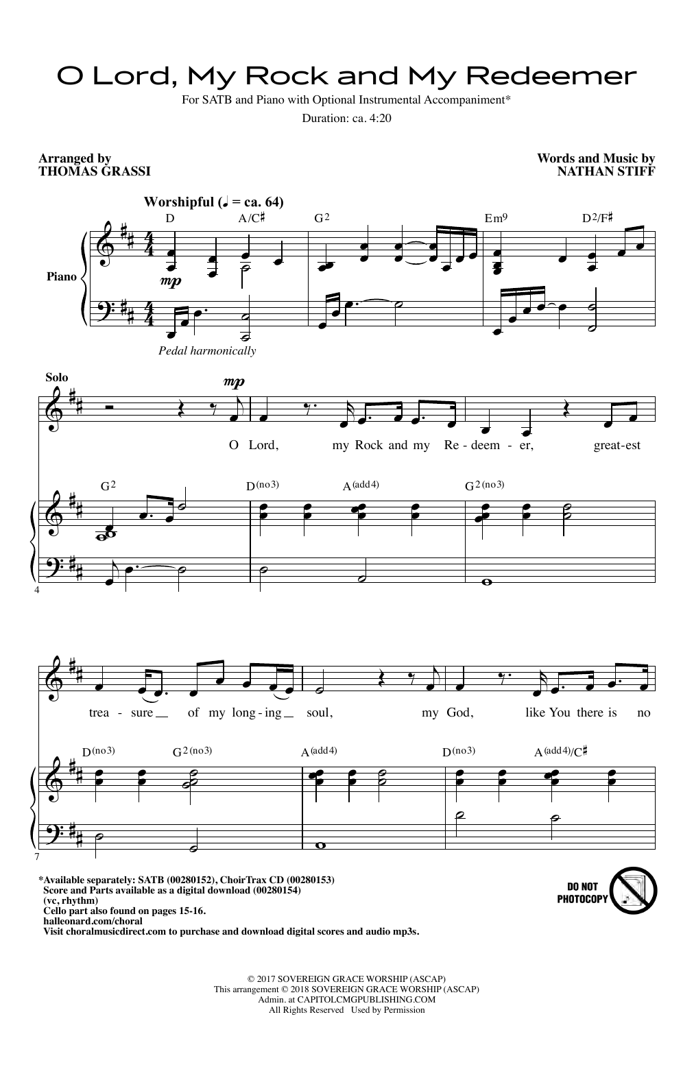 Download Thomas Grassi O Lord, My Rock And My Redeemer Sheet Music and learn how to play SATB Choir PDF digital score in minutes