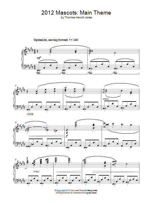 Download Thomas Hewitt Jones Official Mascot's Theme Sheet Music and learn how to play Piano PDF digital score in minutes