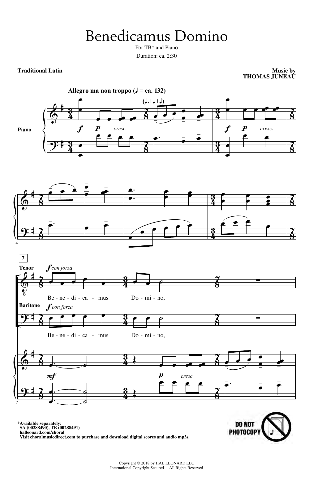 Download Thomas Juneau Benedicamus Domino Sheet Music and learn how to play TB Choir PDF digital score in minutes