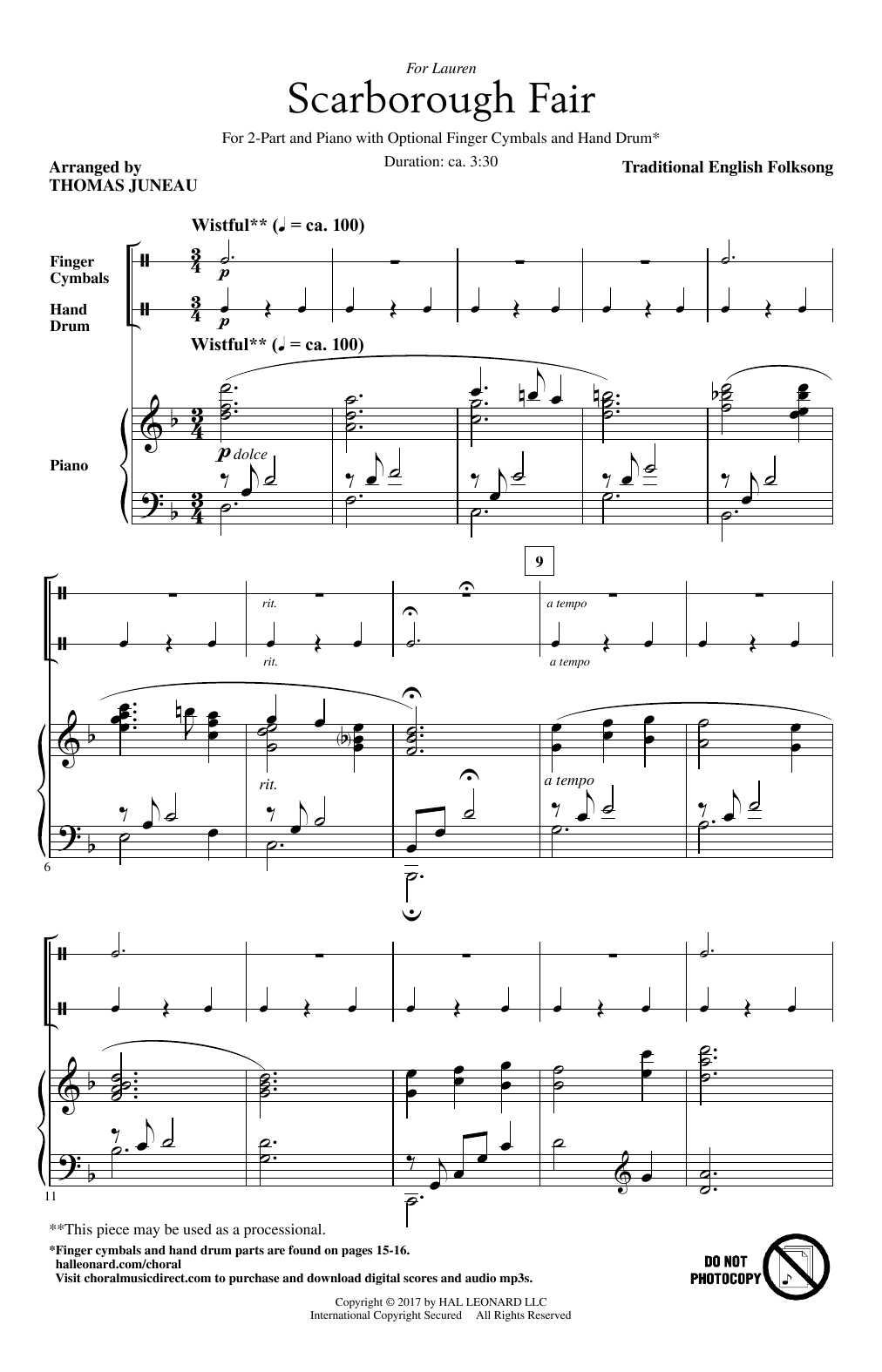 Download Thomas Juneau Scarborough Fair Sheet Music and learn how to play 2-Part Choir PDF digital score in minutes