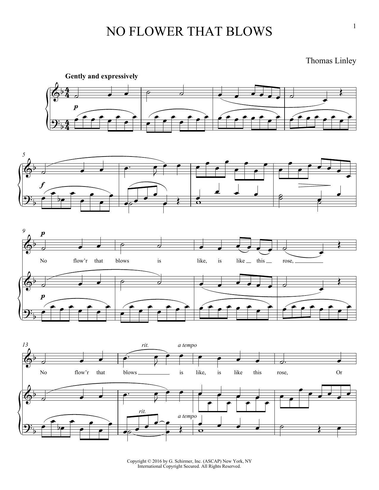 Download Thomas Linley No Flower that Blows Sheet Music and learn how to play Piano & Vocal PDF digital score in minutes