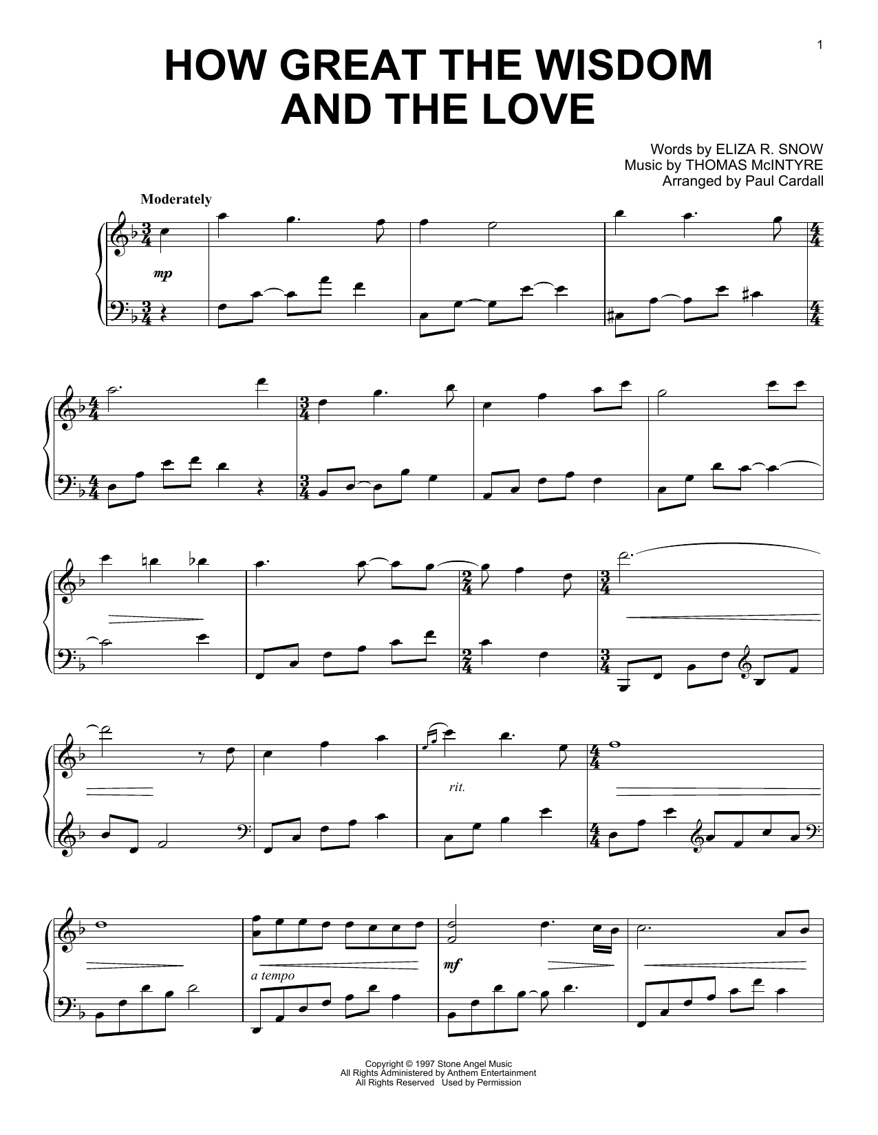 Download Thomas McIntyre How Great The Wisdom And The Love (arr. Paul Cardall) Sheet Music and learn how to play Piano Solo PDF digital score in minutes