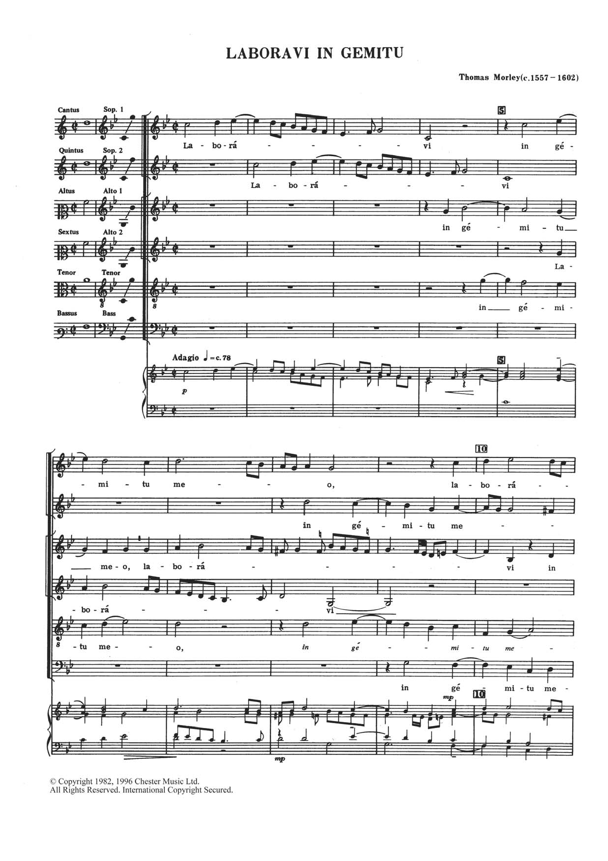 Download Thomas Morley Laboravi In Gemitu Sheet Music and learn how to play Choral SAATB PDF digital score in minutes