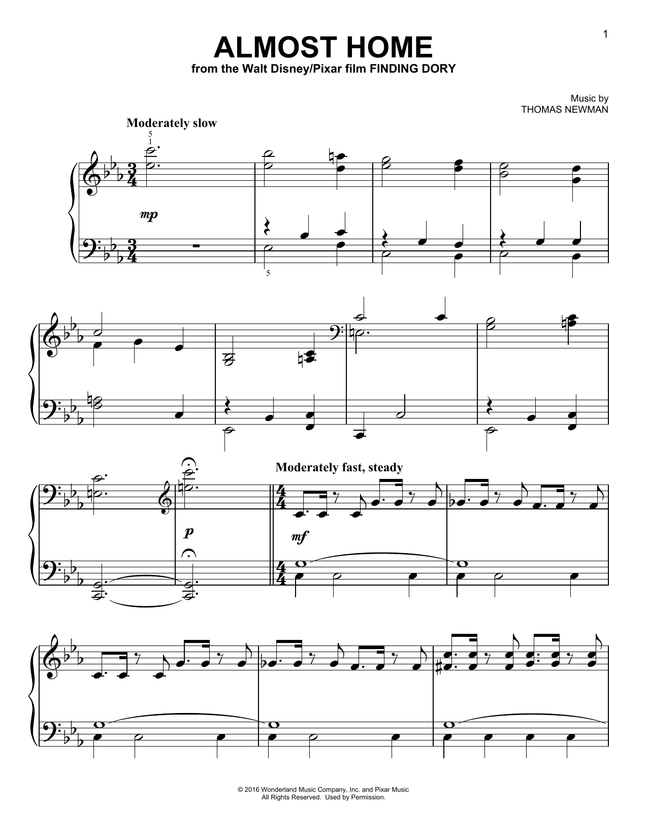 Download Thomas Newman Almost Home Sheet Music and learn how to play Piano PDF digital score in minutes