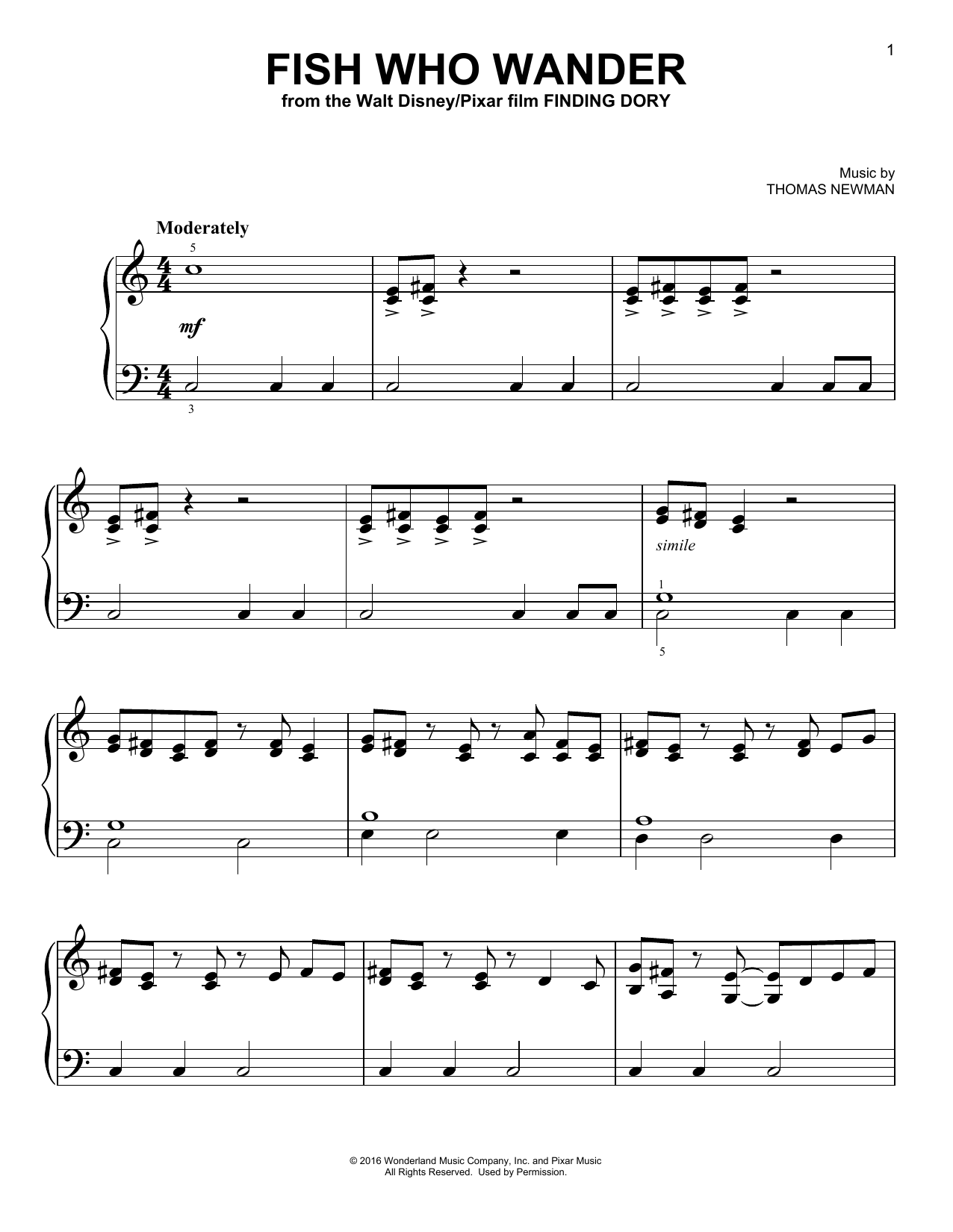 Download Thomas Newman Fish Who Wander Sheet Music and learn how to play Piano PDF digital score in minutes