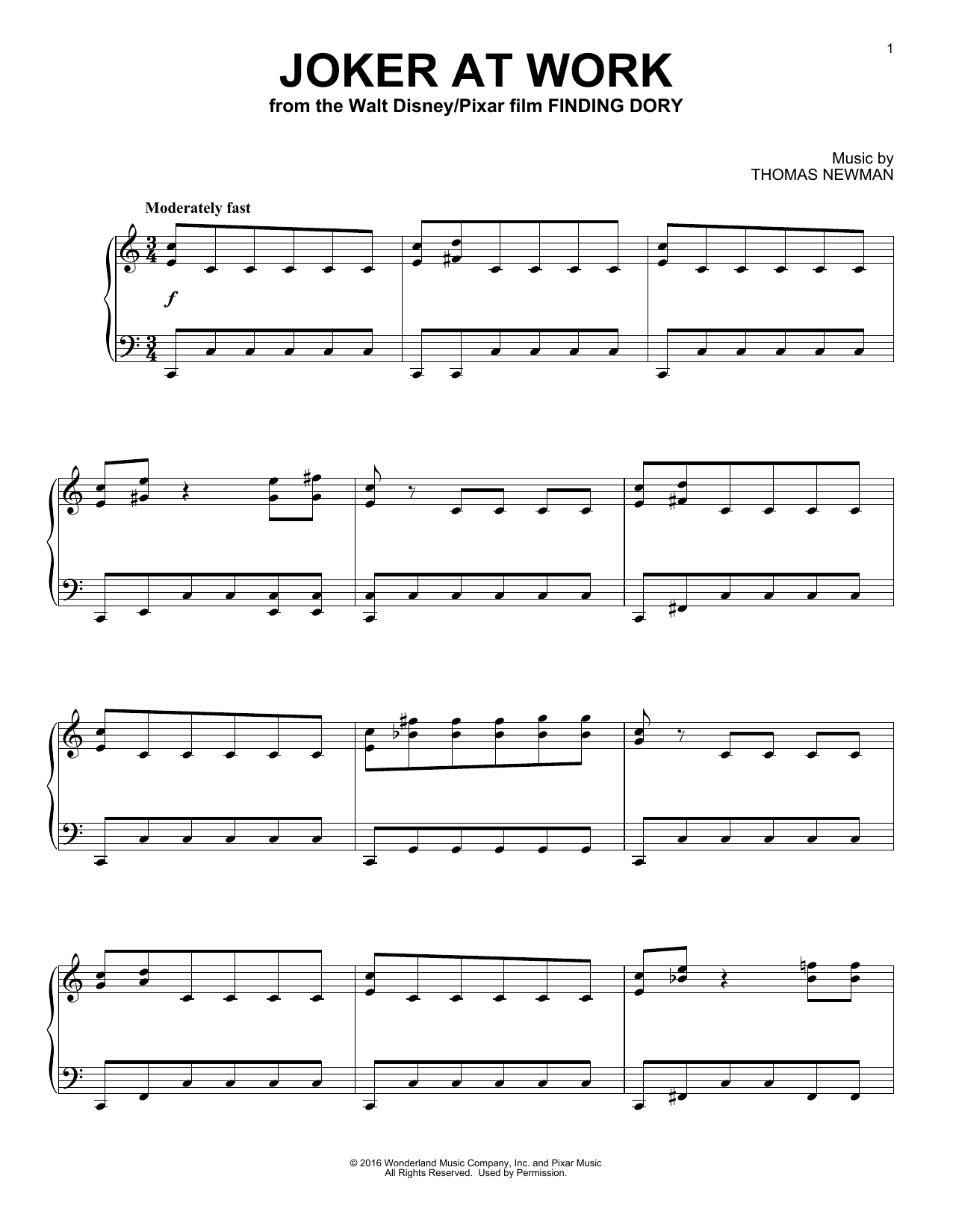 Download Thomas Newman Joker At Work Sheet Music and learn how to play Piano PDF digital score in minutes