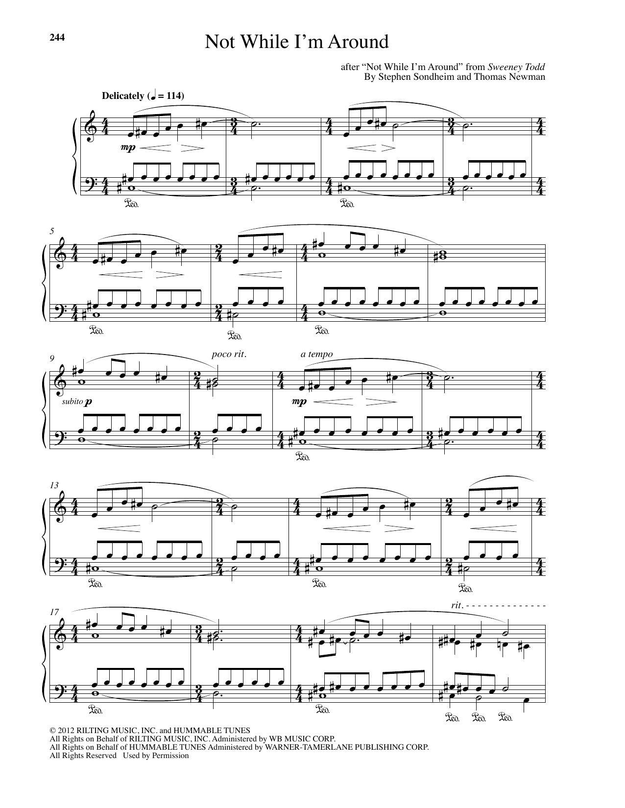 Download Thomas Newman Not While I'm Around Sheet Music and learn how to play Piano PDF digital score in minutes